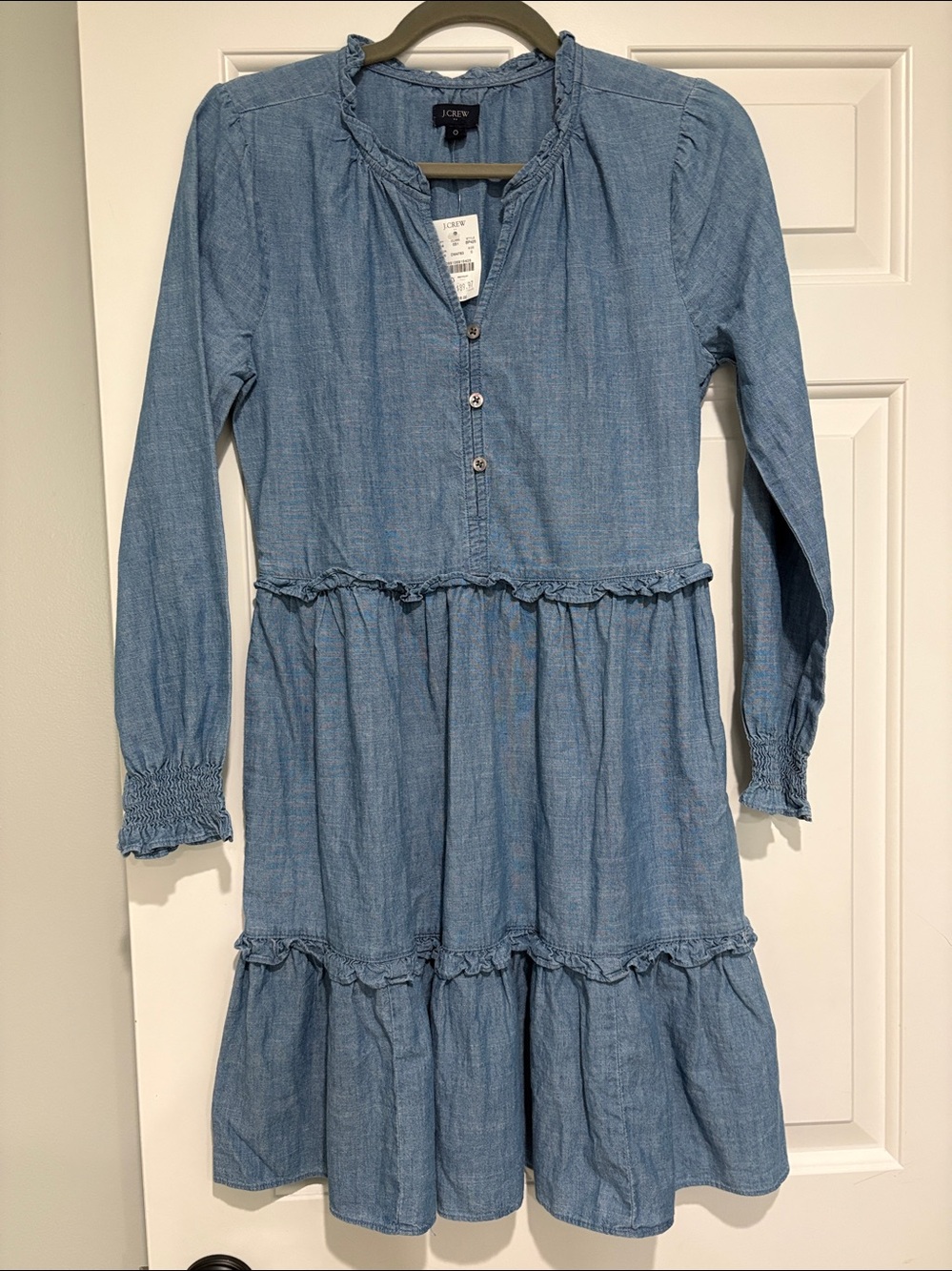 J. Crew Chambray Blue denim tier dress